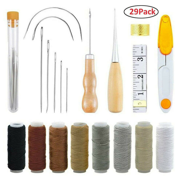 Upholstery Repair Kit 29-Pack, Leather Craft Tool Kit Leather Hand Sewing Needle