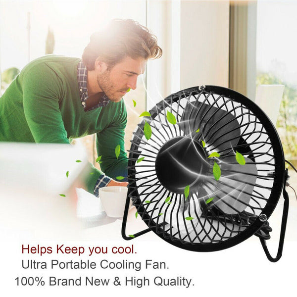 Metal 4"6" USB Fan Mini Portable Desktop Cooling Desk Quiet Fan Laptop Computer