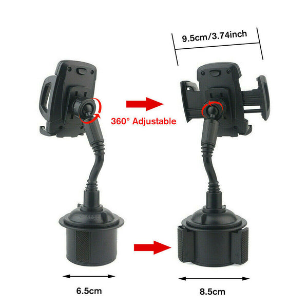 For Cell Phone 360° Adjustable Universal Car Mount Gooseneck Cup Holder Cradle