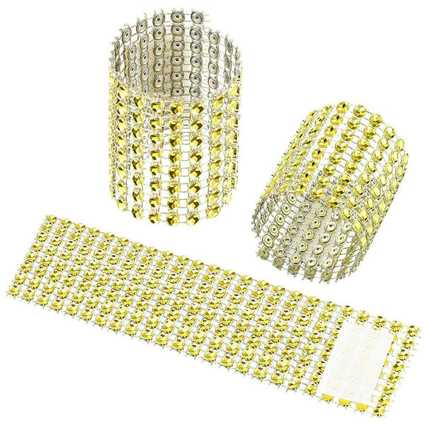 50Pcs Wedding Party Mesh Wrap Napkin Rings Rhinestone Banquet Chair Decoration