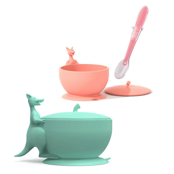 Silicone Suction Bowl With Spoons Set Non-slip For Baby Children Toddler Feeding