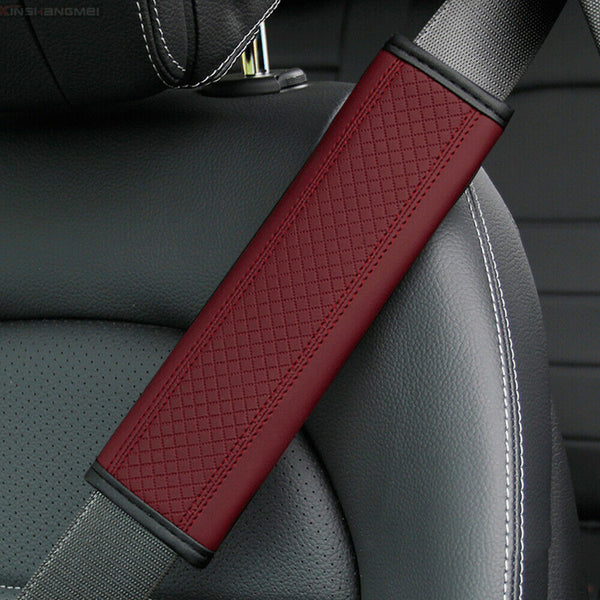 2PCSLeather Safety Belt Shoulder Cover Breathable Protection Seat Belt Padding