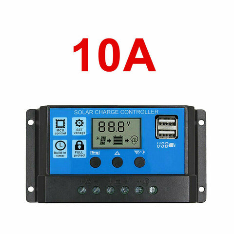 10/20/30A Solar Panel Regulator Charge Controller Battery Auto Dual USB 12V/24V