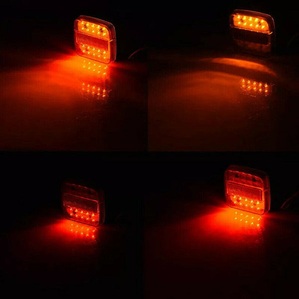 Pair LED Square Tail light 12V trailer truck number taillight STOP/BRAKE lights