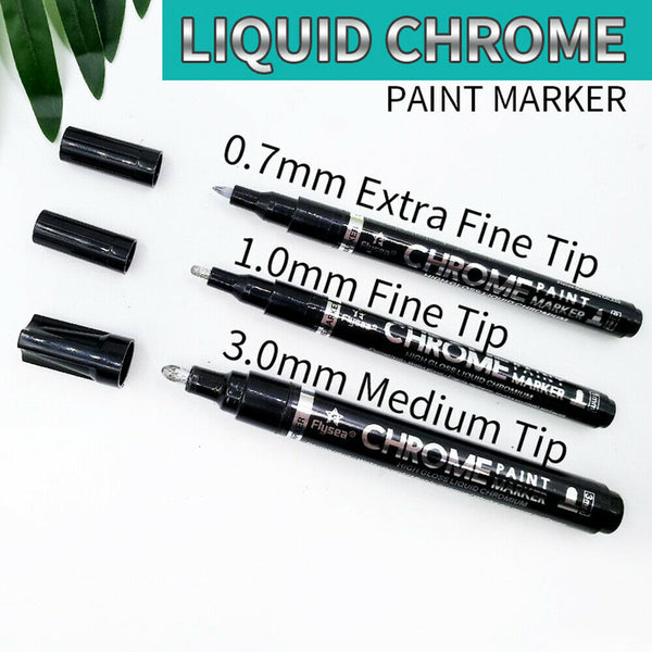 0.7/1/3mm Silver Art Liquid Mirror Chrome Marker Smooth Flow Long-Lasting Ink