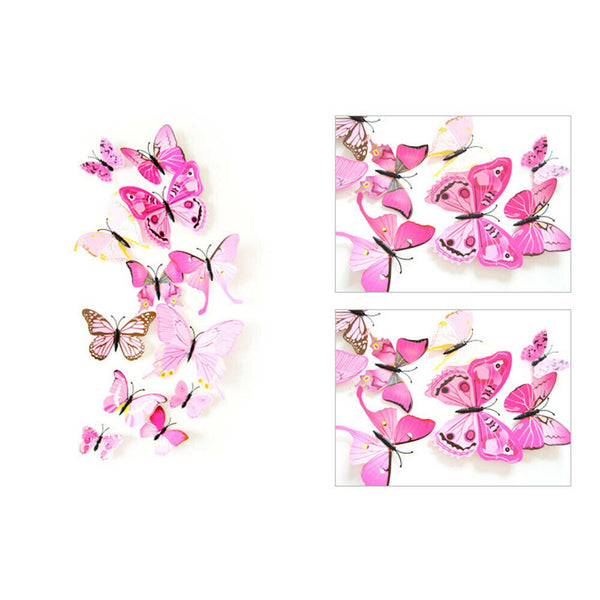 12Pcs 3D Butterfly Wall Decal Removable Sticker Kids Art Nursery Xmas Decoration