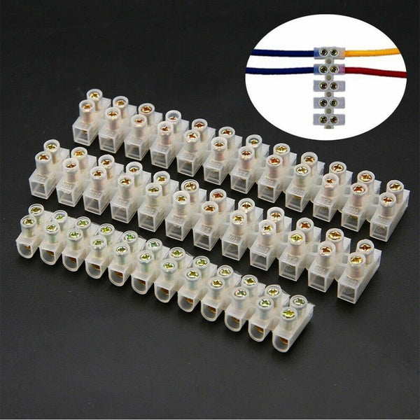 6PCS 3/6/10A Barrier Screw Terminal Block Wire Dual Connector Strips 12 Position