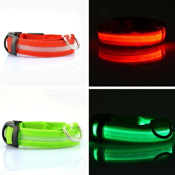 USB Rechargeable LED Dog Collar Nylon Glow Flashing Light Up Safety Pet Collars