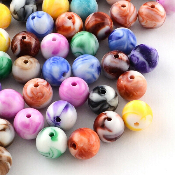 70pcs Round Beads Acrylic Colourful Jewellery Mixed Colours Spacer 7mm DIY Craft