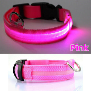 USB Rechargeable LED Dog Collar Nylon Glow Flashing Light Up Safety Pet Collars