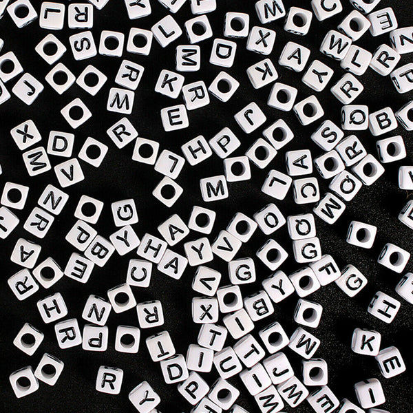 300PCS Natural Mixed Wooden Alphabet Letter Cube Craft Charms Beads 6mm Handmade