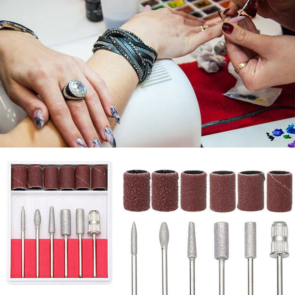 6PCS Electric Nail Drill Bits Set 3/32 Shank Size Sanding Bands Filing File 83