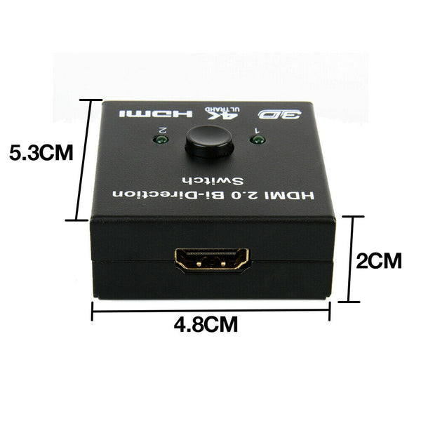 2 in 1 In Out UHD 4K Bi Direction HDMI 2.0 Switch Switcher Splitter Hub HDCP 3D