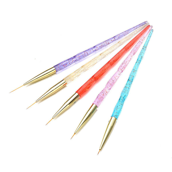 5Pcs Unicorn Nail Art Brushes Crystal Sable Detailer Thin Liner Dotting Tool