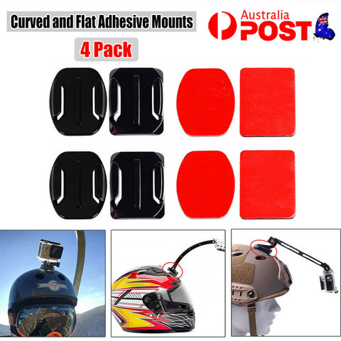 4 Pack Curved & Flat Adhesive Mounts For GoPro Hero 8/7/6/5/4/3 For DJI Camera