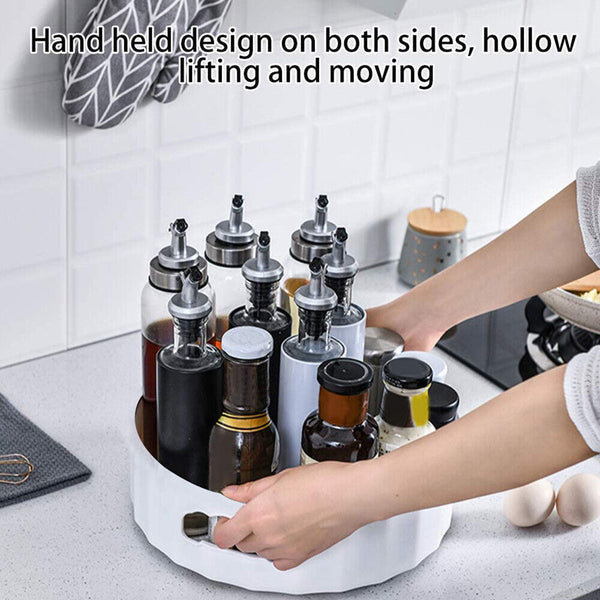 Turnable Rotating Storage Tray Seasoning Bottle Storage Organizer Kitchen AU