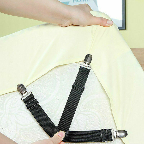 4Pcs Triangle Fitted Sheet Strap Clips Grippers Mattress Bed Suspenders Holder