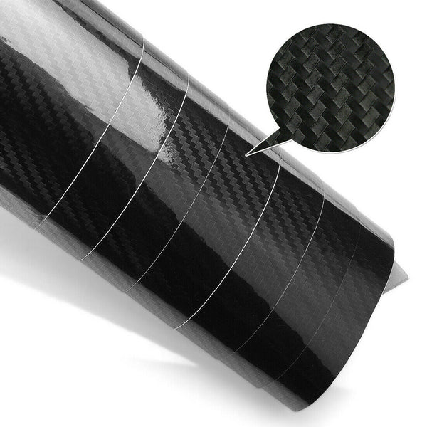 Gloss Black 5D Carbon Fiber 50 x 151cm Vinyl Car Phone Laptop Wrap Sticker Film