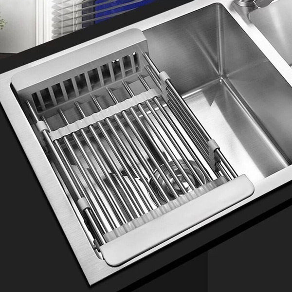 Stainless Steel Storage Sink Drain Basket Dish Drying Rack Kitchen Organizer AU