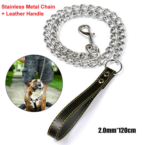 Metal Dog Lead Leash Pet Traction Rope Training Walking Strong Nylon Heavy Duty