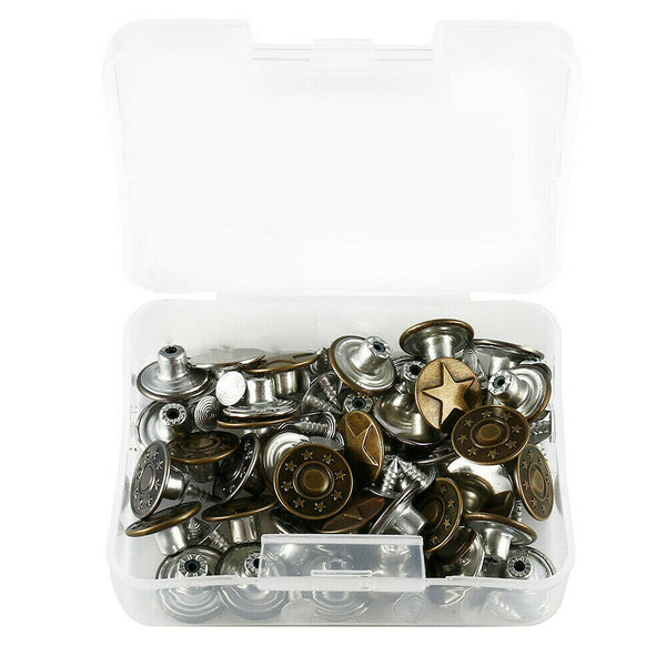 50 Sets Jeans Button Metal Tack Buttons Replacement Repair Craft Sewing Pants AU