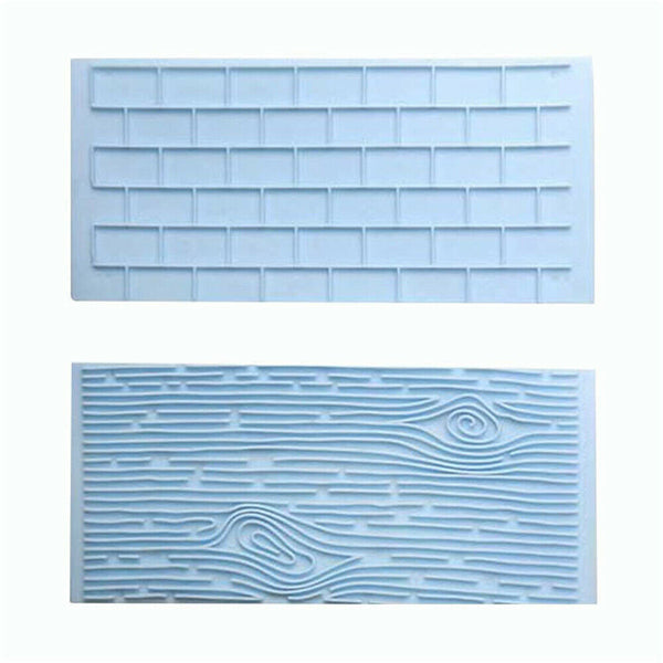 2pcs Cake Decoration Border Fondant Wall Brick Wood Grain Mold Mould Embosser AU