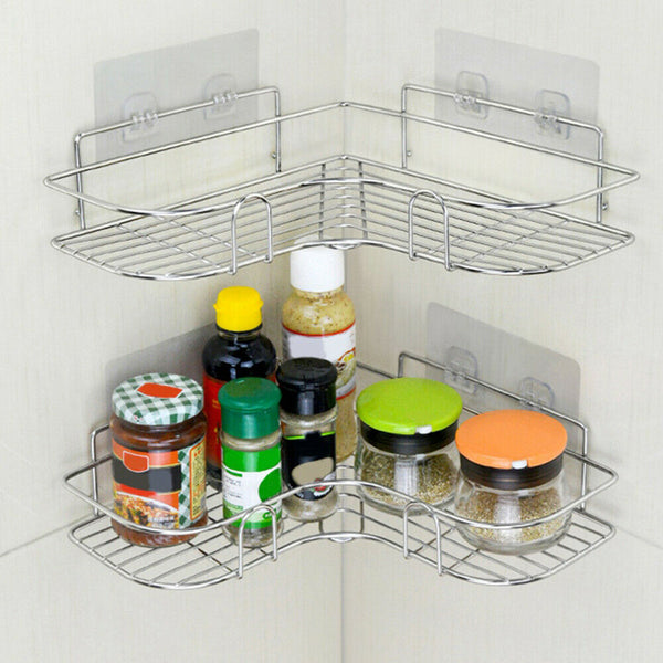 Stainless Steel Shower Caddy Corner Storage Shelf Holder Rack Organiser Bathroom