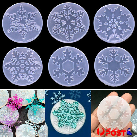 6x CHRISTMAS SILICONE SNOWFLAKE MOULDS RESIN JEWELRY MAKING MOLD DIY CRAFT TOOL