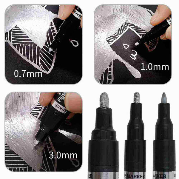 0.7/1/3mm Silver Art Liquid Mirror Chrome Marker Smooth Flow Long-Lasting Ink