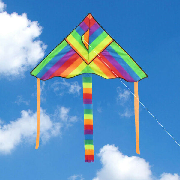 2 x Rainbow Triangle Kite Outdoor Children Fun Sports Kids Toys Gift Air Fly