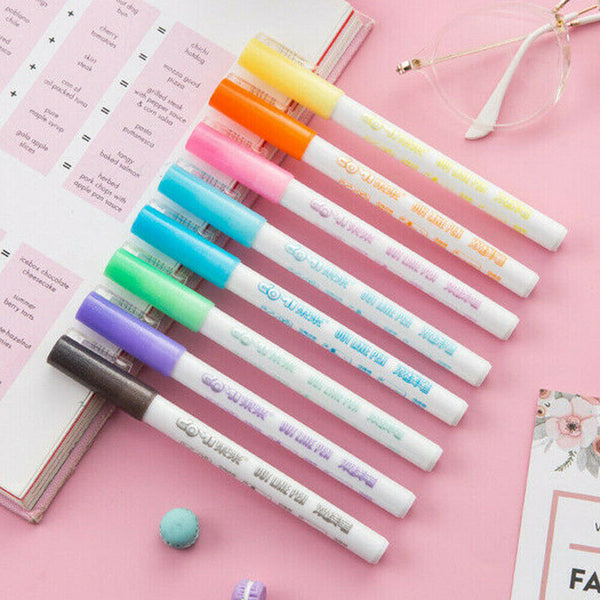 8 Colors Gift Card Writing & Drawing Double Line Outline Pen Two-line Color Pen