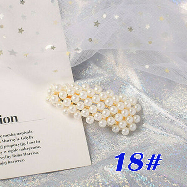 Popular Women Pearl Hair Clip Snap Barrette Stick Hairpin Hair Accessories Gift