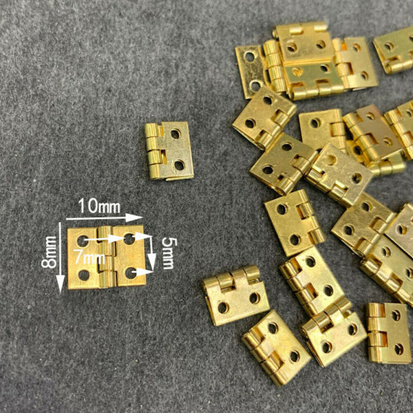 5-20Pcs Gold Pure Copper Small Mini Cabinet Drawer Butt Hinge 10*8MM DIY Craft