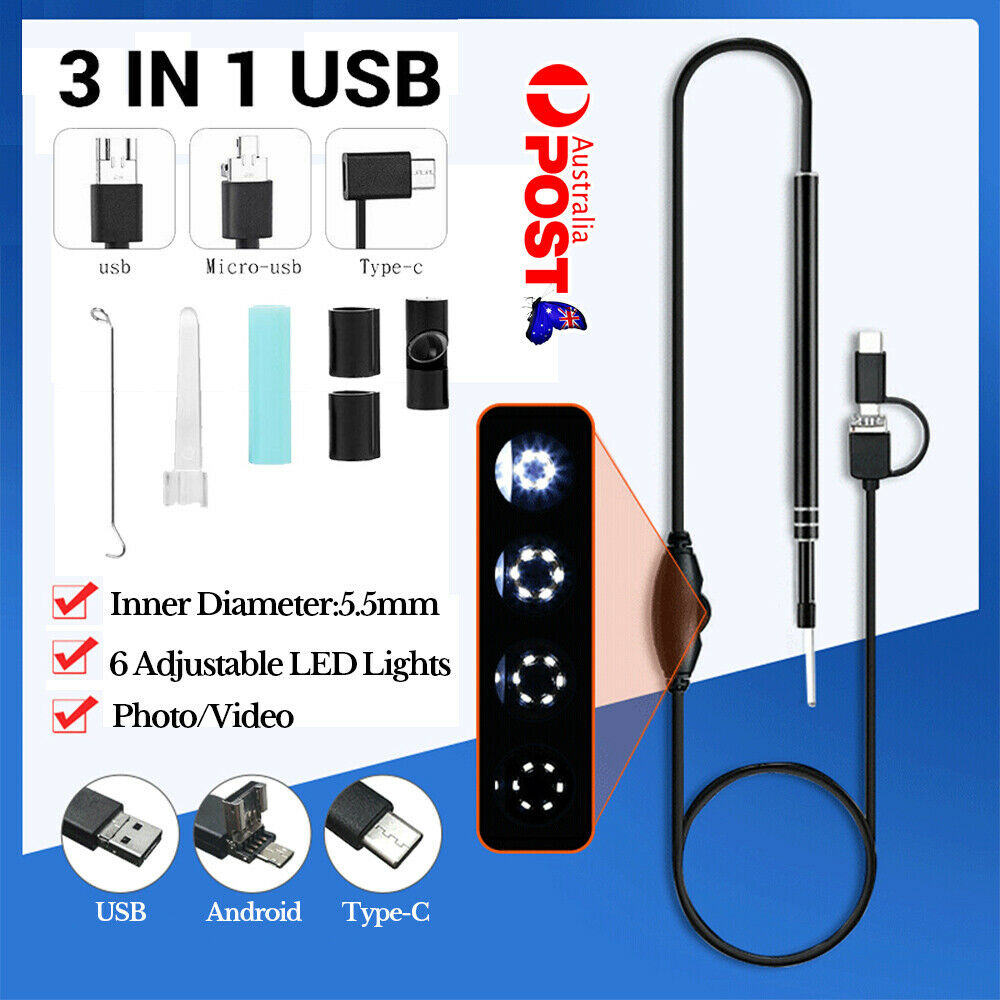 HD Ear Camera Cleaner Endoscope Ear Pick Wax Remover Tool Cleaning USB Otoscope