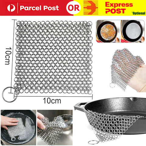 Stainless Steel Cast Iron Cleaner Chainmail Scrubber Cookware Home Kitchens Tool