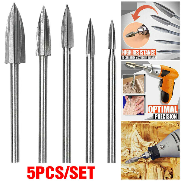 5 PCS/Set Wood Carving And Engraving Drill Bit Milling Cutter Carving Root