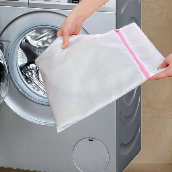 2x Laundry Wash Bag Thicken Washing Aid Zipper Mesh Clothes Bra Delicate S/M/L