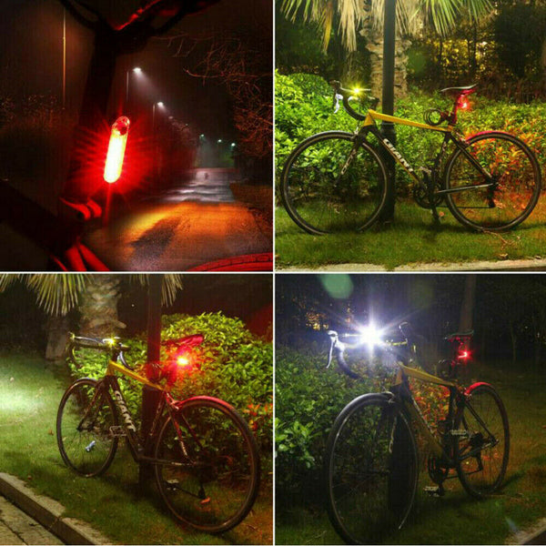 2pc USB Rechargeable Bike Bicycle Cycling 4 Modes LED Front Rear Tail Light Lamp