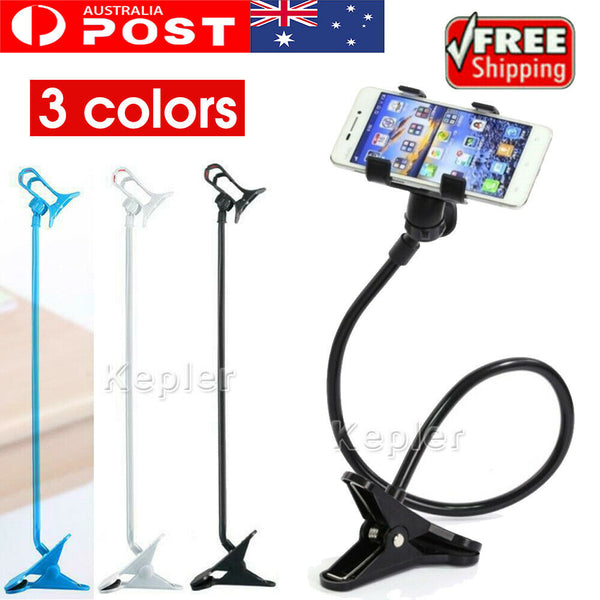 Mobile Phone Flexible Long Stand Holder Clip Gooseneck Bracket Clamp Desk Bed AU