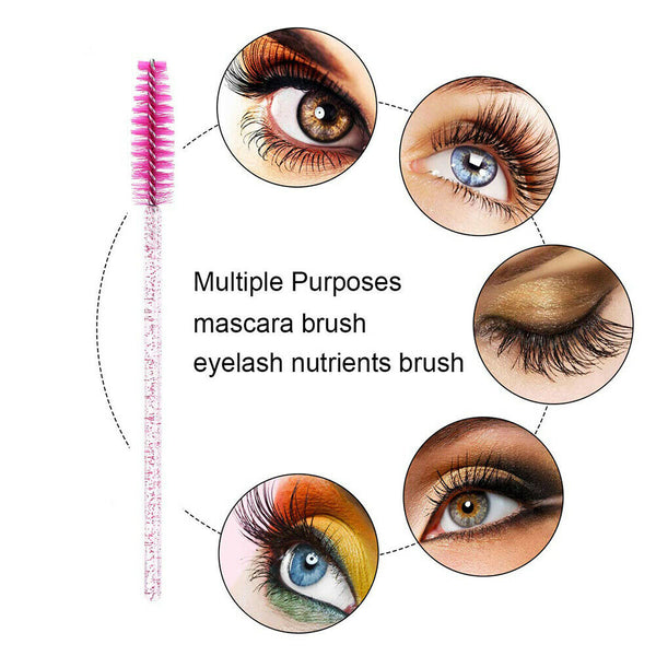 UP TO 100x Disposable Glitter Mascara Wands Lash Brush Eyelash Extensions Makeup