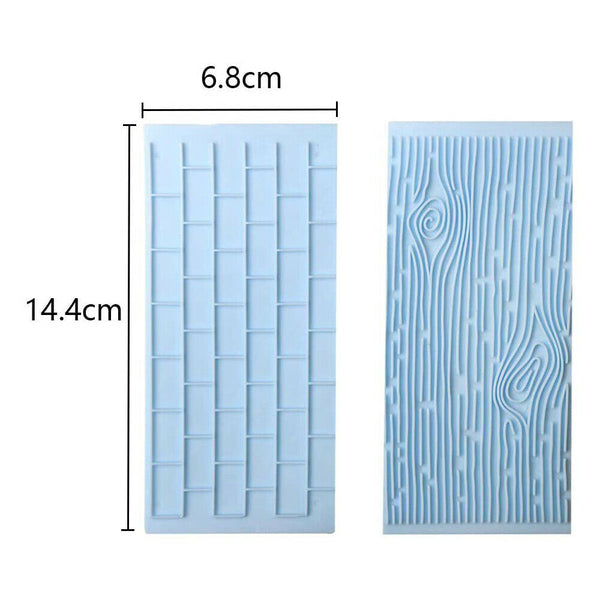 2pcs Cake Decoration Border Fondant Wall Brick Wood Grain Mold Mould Embosser AU