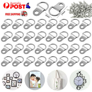 20/60/100 Pcs D-Ring Painting Picture Wall Frame Hanger Hanging Hooks +Screws AU