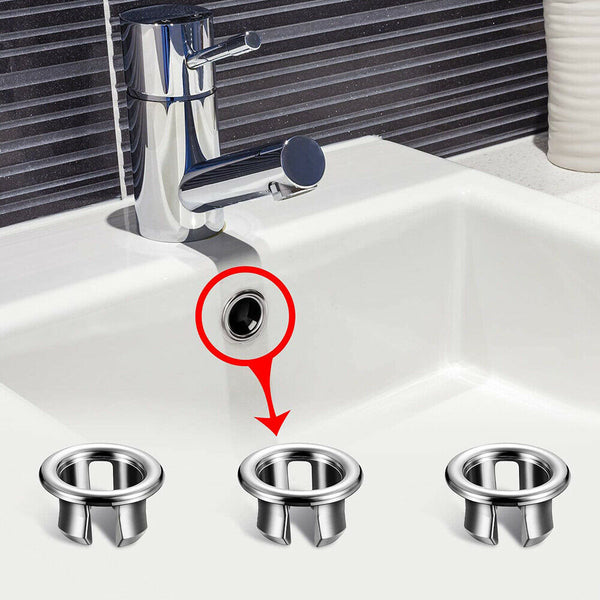 2/3X Home Bathroom Basin Sink Spares Overflow Cover Tidy Trim Replacement Chrome