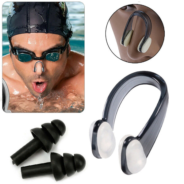 Soft Silicone Ear Plug Nose Clip Set For Unisex Adult/Kids Swimming Diving Train