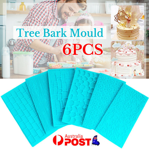 6Pcs/Set Cake Mold Fondant Baking Tree Bark Brick Wall Bakeware Decor Mould