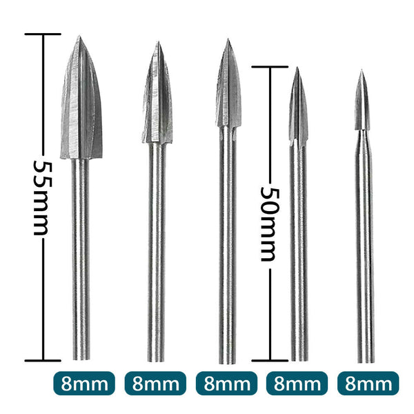 5 PCS/Set Wood Carving And Engraving Drill Bit Milling Cutter Carving Root