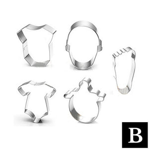 5Pcs Dough Cuts Baby Shower Cookie Cutter Set Boy Girl Premium Stainless Steel