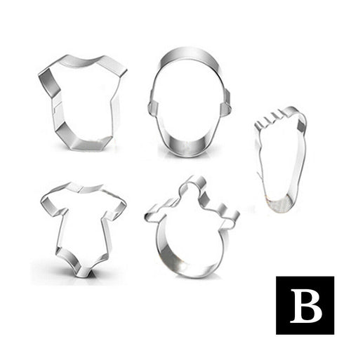 5Pcs Dough Cuts Baby Shower Cookie Cutter Set Boy Girl Premium Stainless Steel