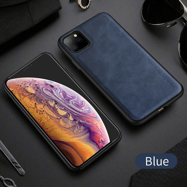 For iPhone 11 Pro Max Back Case Genuine Leather Bumper Cover