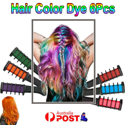 6pcs Hair Chalk Color Comb Dye Temporary Disposable DIY Tool Kit Salon Washable